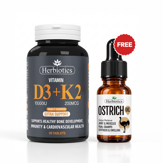 Vitamin D3 + K2 10000 IU + Free Ostrich Oil