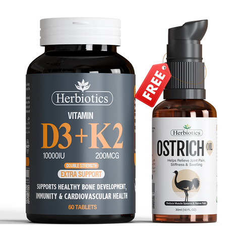 Vitamin D3 + K2 10000 IU + Free Ostrich Oil